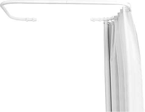 Sasko Duschvorhangstange Duschstange Duschvorhang U-Form Asymmetrisch Aluminium Stabile Belastbarkeit 25 kg Gardinenstange für Vorhang für Badewanne & Dusche Wandmontage - Weiß - 60x110x60 cm
