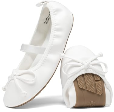 DREAM PAIRS Girls Ballet Flats Mary Janes Dress Shoes for Wedding, Party Non-Slip Breathable Soft Sole,Size 11 Little Kid,White,KKUMFA2502