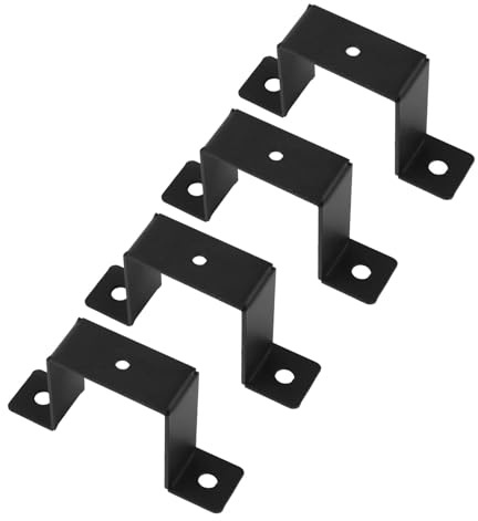 JoyousMall Lot de 4 colliers de serrage carrés en acier au carbone en forme de U pour tuyaux, balustrades, poteaux en bois (5,1 cm)