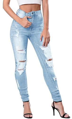 Fengbay High Waist Jeans for Women,Stretch Skinny Ripped Jeans Denim Pants | Ladies Trendy Butt Lift Slim Fit Jeans,Soft Stretch Cotton Denim,Machine Washable for Daily Casual Wear
