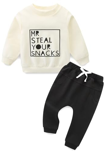 KIDDLETOWN Completo Bambino Tuta Sportiva Bambino Maschio Completi Felpa Bambini Felpa Senza Cappuccio Manica Lunga+Pantaloni Elastico in Vita Set di Abbigliamento per Bambini per 3 mesi-24 anni