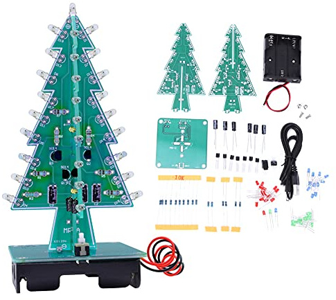 OPPWONG Soldering Project Kit, 3D LED Flashing Christmas Tree Kits Solder Practice Board Solderable Breadboard Stereo Christmas Tree Holiday Decor for Learning Teaching STEM Educational