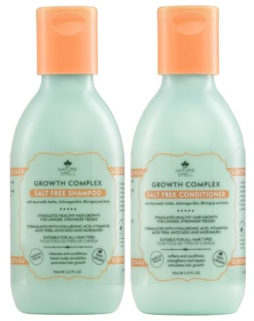 Nature Spell Hair Growth Travel Size Duo, Shampoo & Conditioner Set, Nourishing & Strengthening, Vegan, Set of 2, 95ml Each