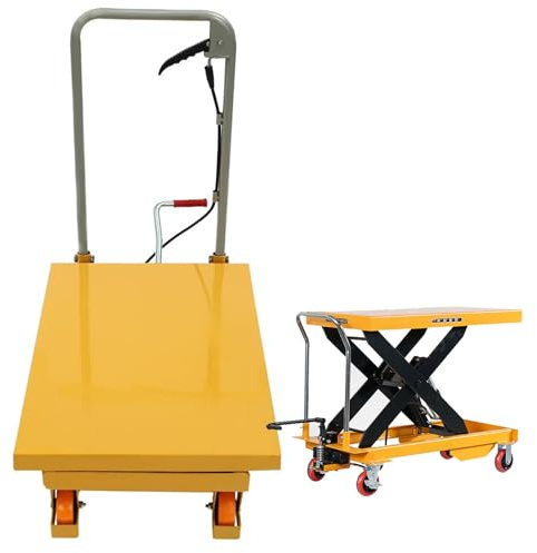 Carrello Elevatore Idraulico, Tavolo Elevatore a Forbice, Sollevatore Merci Manuale, Design Compatto, Piattaforma Elevatrice Portatile, per Fabbrica e Laboratorio,2000kg