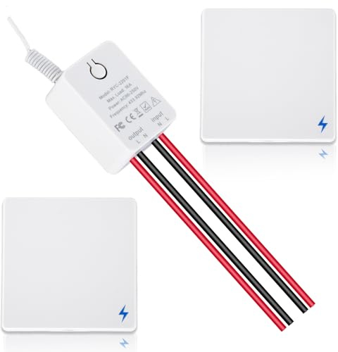 Beleuchtungsschalter-Set,230V Funk-Schalter mit Empfänger, 433-MHz-Funk-Schalter, geeignet für 80–275 V, 10 A, 1000 W Beleuchtungskörper 2+1