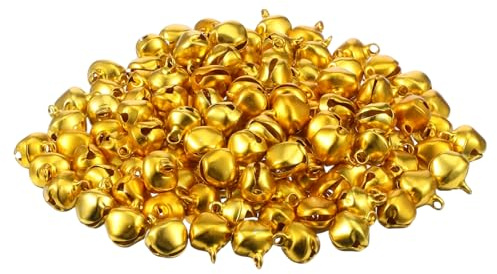 120 Stück Kleine Glöckchen zum Basteln,Mini Glöckchen Gold,Bastelglocken,Schellen Glöckche aus Metall Jingle Bells Metallglöckchen mit öse für Geschenkverpackun Haustier Glocken Weihnachten Deko