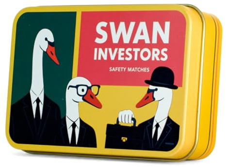 TINIT Match Tin | Swan Investors - Storage Box Matches Firelighter Metal Lighter Gift Storage Funky Unique Present Birthday Christmas Home Housewarming Swan Investors
