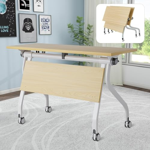 CFDZCP Konferenztische Klappbarer Konferenztisch, Besprechungstisch-Set, Faltbarer Rechteckiger Seminartisch Mit Rädern, Umklappbarer Mobiler Schulungstisch, 55,1 L X 23,6 B X 29,5 H Zoll(1pack)