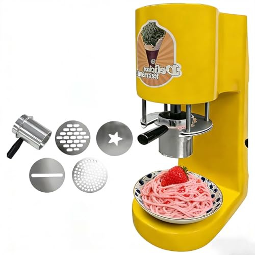 Máquina Comercial Para Helado Tipo Espagueti, Prensa Para Fideos De Gelato De Formas Múltiples, Producción De Helado Suave De 28-30 L/H 6-8 S/Taza, Para Food Trucks Y Tiendas De Postres(Yellow)