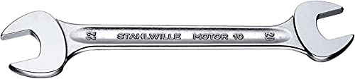 Stahlwille 40434648 Double Open Ended Spanners, Motor No. 10a, Size 15/16 x 1 inch, 15 deg Offset Angle, SAE, Industrial Grade, Chrome Plated, Non-Slip Finish, Made in Germany