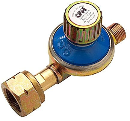 CFH Gasdruckregler Propan Gasflasche DR 113 - Gasdruckregler stufenlos regulierbar 1-4 bar - Eingang G.5 und Ausgang H.6 3/8 gemäß EN 16129, Durchfluss 1,5-12 kg/h