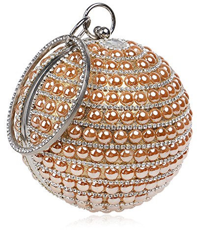 Cheerlife Perlen-Strass Damen Clutch Abendtasche bling Handtasche Umhängetasche Abschlussball & Party-Abend Hochzeit Brauttasche Champagner