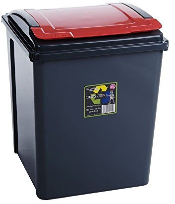 Funky Swing Bins for kitchen, Recycling Bin, Dustbin with Lids, Extra Large and Small Rounded (50L, Red)