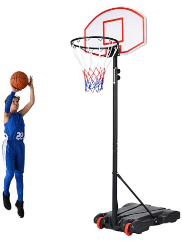 COSTWAY 8.3FT/8.7FT Adjustable Basketball Hoop, Basketball Goal with Shatterproof Backboard and Wheels, Portable Basketball Stand System for Kids Teens Adults