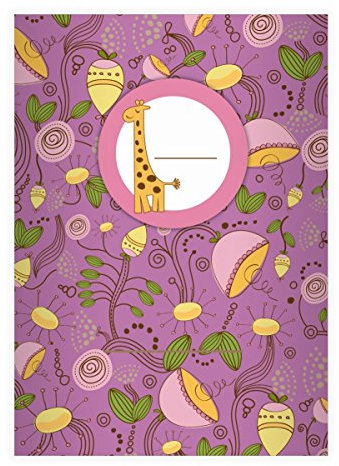 Kartenkaufrausch 4 Frische Blüten DIN A4 Schulhefte, Rechenhefte mit Kleiner Giraffe in lila Lineatur 29 (Kariertes/rautiertes Heft)