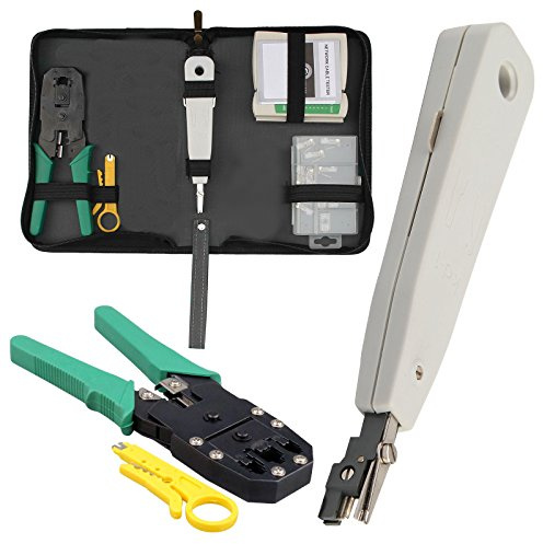 Combrite Ethernet Network Tool Kit LAN RJ11 RJ45 Cat5e TV Cable Tester Crimp Stripper Tool Set