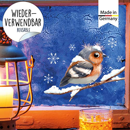 Mini Fensterbild Weihnachten Vogelkind wiederverwendbare Fensteraufkleber Fensterdeko Kinder