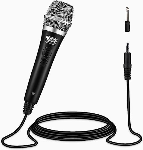 Moukey Dynamisches Mikrofon mit 4M/13ft Kabel, Metall Karaoke Handmikrofon, XLR-Mikrofon für Gesang/Bühne/Party, Kompatibel mit Karaoke Maschine/PA Anlage/Verstärker/Mixer, Schwarz