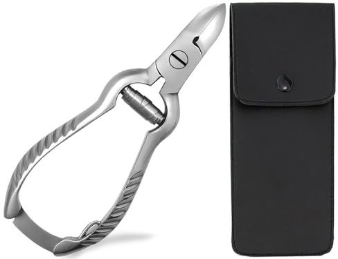 Profi Nagelzange Fußnagelzange aus gehärtetem Edelstahl 12 cm inkl. Etui | Hochwertige rostfreie Nagel-Zange in schlanker Ausführung, mehrfach geschliffene Schnittfläche und matt polierter Oberfläche