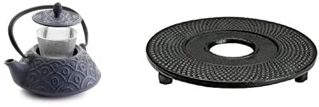 Ibili 621408 - Tetera Hierro Fundido Malasia 0,80 Lt + 621000 - Reposateteras Plano
