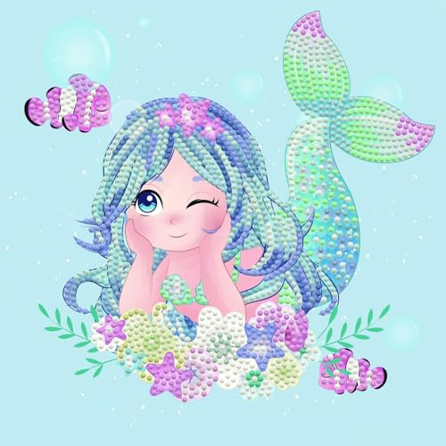 DIAMOND DOTZ Original 5D Dotz Box Mermaid Sea Starlett Creative 1492 Diamond Mosaic Stones Painting ca. 22 x 22 cm, set completo fai da te per bambini dagli 8 anni, blu, cartone plastica, taglia unica