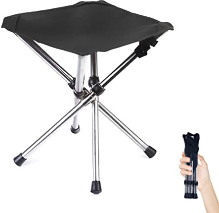lucky cup Ultra-Lightweight Stainless Steel Folding Camping Stool - Compact Portable Backpacking Stool with Carry Bag Supports 240 lbs 12.6” Folded Size for Hiking Travel Outdoor Events