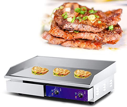 Piastra per Barbecue Elettrica 4400W Griglia Professionale in Ghisa 726x400mm Bistecchiera Elettrica 50℃ a 300℃ Griglia Professionale con Temperatura Regolabile per Casa Ristorante,733