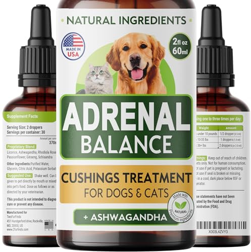 Аdrеnаl Balance for Dogs and Cats - Cushings Treatment for Pets, Аdrеnаl Support w/Ashwagandha, Licorice Root, Rhodiola Rosea – Best Cushings Treatment for Dogs - 2oz Harmony Herbal Drops
