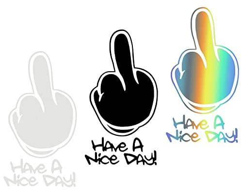 ds. distinctive style Middle Finger Sticker Set of 3 Colors Funny Car Stickers Window Decals for Laptop, Water Bottle, Skateboard, etc.