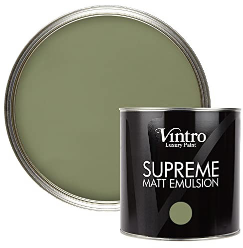 Vintro | Luxury Matt Emulsion | Smooth Chalky Finish | Multi Surface Paint | for Walls, Ceilings, Wood and Metal 2.5L (Olive Green - ChiffChaff Green, 2.5 Litre)