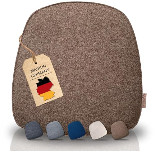 kontor28® - Sitzkissen Filz handgefertigt Made IN Germany | Sitzkissen Stuhl 38x39 cm aus rPET-Filz extra weiche und robuste Polsterung | Sitzauflage Stuhl für In- und Outdoor | naturmeliert 1er-Set