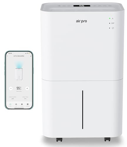 Air Pro 25L/Day Digital Dehumidifier - WIFI App - Large 4L Tank, Sleep Mode, 24H Timer Laundry Drying, Bedroom, Basement, Garage & Kitchen - Portable Electric Mould, Damp and Condensation Remover