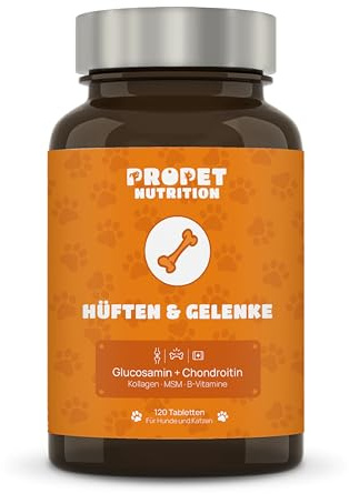 Hochkonzentrierte Gelenktabletten für Hunde und Katzen, Glucosamin, Chondroitin & Hyaluron MSM, Mit 10 Vitaminen. 120 Gelenktabletten. Hohe Akzeptanz Beim Hund. Unterstützung der Gelenkfunktion