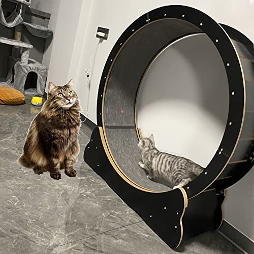 Katzenlaufrad Schwarzes Katzenlaufband für Hauskatzen, leises, kleines, mittelgroßes und großes Katzenübungsrad, Laufradspielzeug für Haustiere mit Kleiner Lücke und Bremse (Größe: L-Innendu