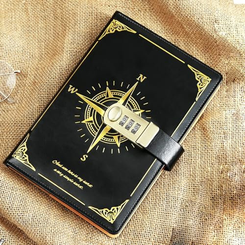YEKUYEKU Lockable Diary, Combination Locked Journal, Lockable Notebook, Notebook with Lock, Personal Diary, Writing Journals Stationery for Girls Boys Women-145×218mm