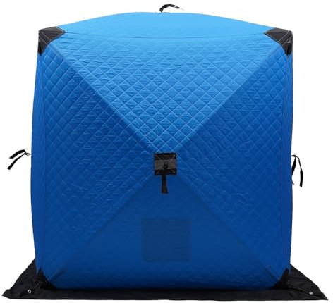 Tragbares Eisfischen Shelter Zelt, 145x145x165cm Winterzelt für Eisfischen mit Tragetasche 210D Oxford Gewebe Glasfaserstäbe wasserdicht Winddicht 1-2 Personen ﻿
