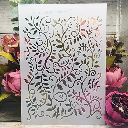 Plantillas de hiedra de hojas pequeñas A4 de 29 cm para pintar sobre madera, plantillas reutilizables para decoración del hogar, plantillas y plantillas de bricolaje para carteles, manualidades, arte