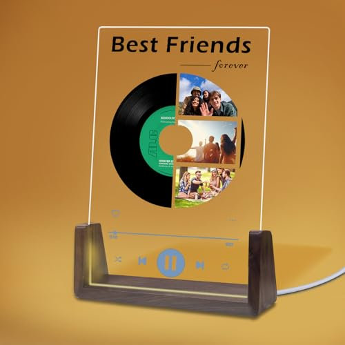 Pahdecor Placa personalizada con luz nocturna, marco de fotos personalizado para mejor amiga para mujeres, letrero de acrílico personalizado de amistad, regalo inspirador de cumpleaños, aniversario,