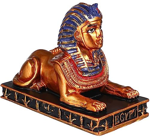 Amosfun Ägyptische Sphinx-Statue Mythologie -Figur Kleine Sphinx-Modell Aus Kunstharz Schreibtisch-Ornament Für Zuhause Büro Restaurant Dekoration (Schwarz-Golden)