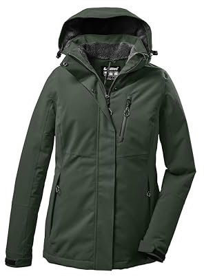 killtec Damen Funktionsjacke/Outdoorjacke mit abzippbarer Kapuze KOW 140 WMN JCKT, grüngrau, 48, 37411-000, grün/grau
