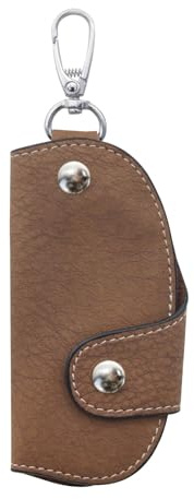 AdiStylinno Key Holder Wallet, Waterproof Leather Key Bag Holder Portable Multifunctional Key Case Holder Organizer with Buckle Hooks and Key Ring Unisex Wallet Keychain Bag (A, Brown)