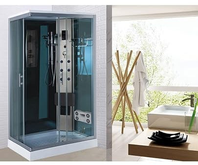 Mitepek Cabina idromassaggio full optional, 70x90cm, vetro temperato e ABS, Argento, moderna, reversibile