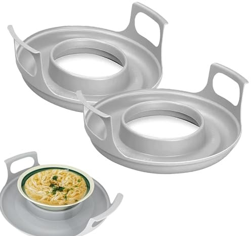 Plateau Coo-l pour micro-ondes avec poignées, support d'assiettes à micro-ondes, empileur d'assiettes pour chauffer les aliments, plateau résistant à la chaleur, support de bol à micro-ondes pour bols