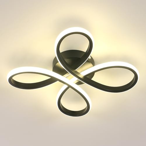 Comely LED Deckenleuchte, 30W 3500LM Deckenlampe LED, Schwarz Deckenbeleuchtung aus Aluminium für Wohnzimmer Schlafzimmer Flur Küche, 4500K Natürliches Licht