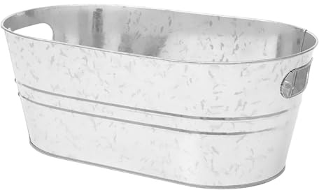 Eiskübel aus verzinktem Metall. Verzinkter Eimer. Klassischer ovaler Eiskübel für Getränkepartys