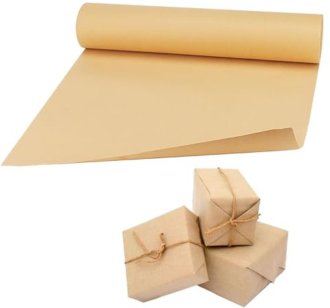 HEIYUET 50m braunes Kraftpapier Rolle 44 cm breit, Braun Kraftpapier Geschenkpapier Rolle Verpackungspapier Packpapier für Geschenke Verpackung Post Pakete, 80gsm Verpackungsmaterial