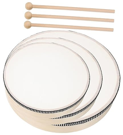 ifundom 3pièces Tambourin à Main Bois pour Percussions Jeu De Instrument De Musique Portable