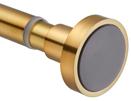 Asta per doccia senza trapano con tensione a molla antiscivolo, tensione dell'asta della tenda della doccia in acciaio inox 304 che non si arrugginisce mai,Gold-77~120CM