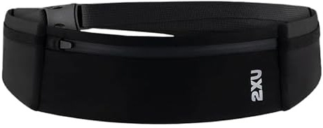 2XU Unisex Run Belt Black - Lightweight and Adjustable Fitness Waist Pack for Running, Jogging, and Outdoor Activities - Securely Holds Phone, Keys, and Essentials - One Size