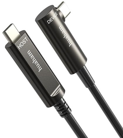 huaham Fiber Optic USB C to C Cable Right Angled 50FT, 10Gbps USB 3.2 Gen2 Type C Cable Long Distance USB C Cable Compatible with Microsoft Azure Logitech Camera VR Touch Screen Kinect Intel RealSense